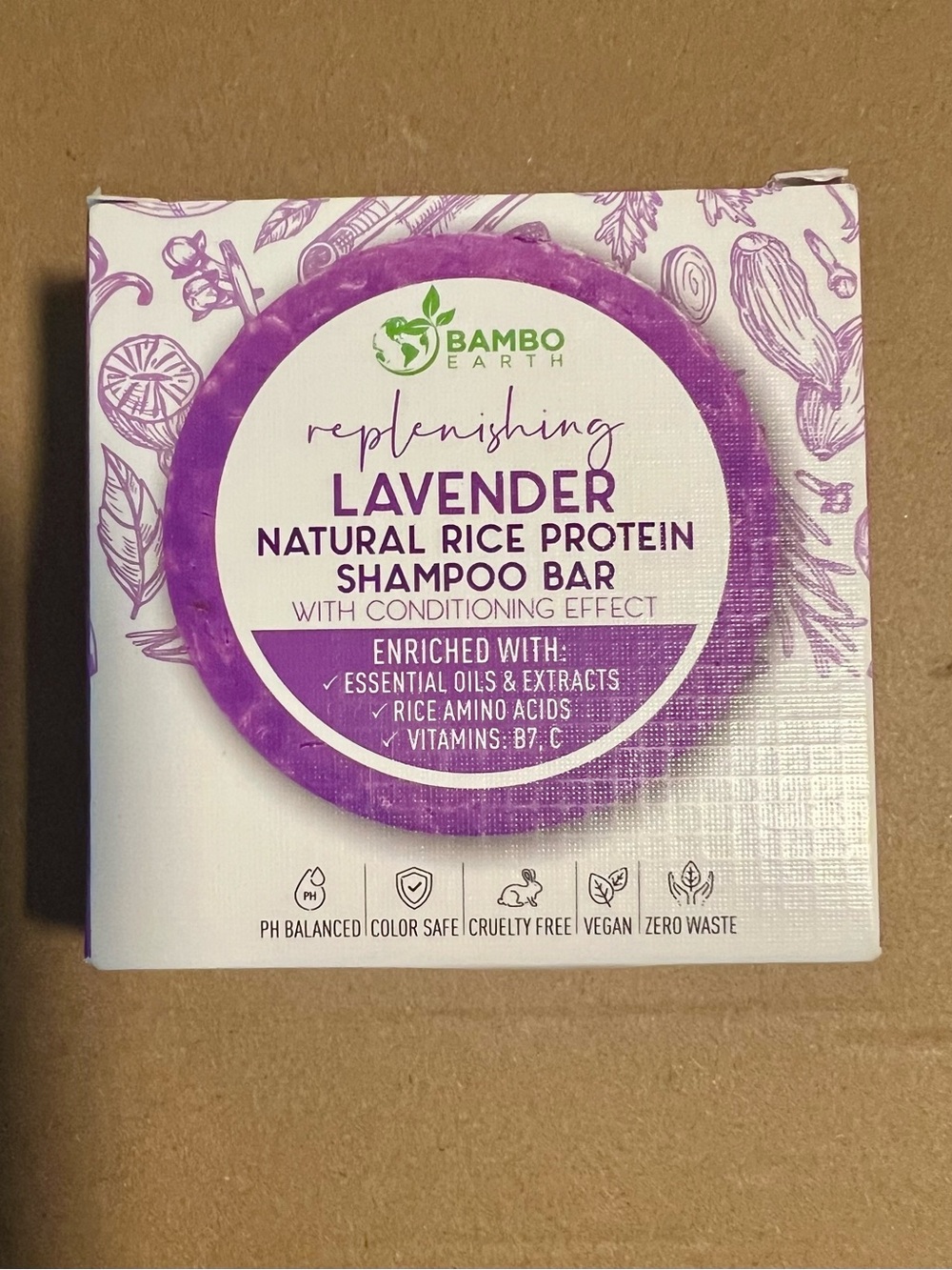Lavender Natural Rice Protein Shampoo Bar, NEW IN BOX